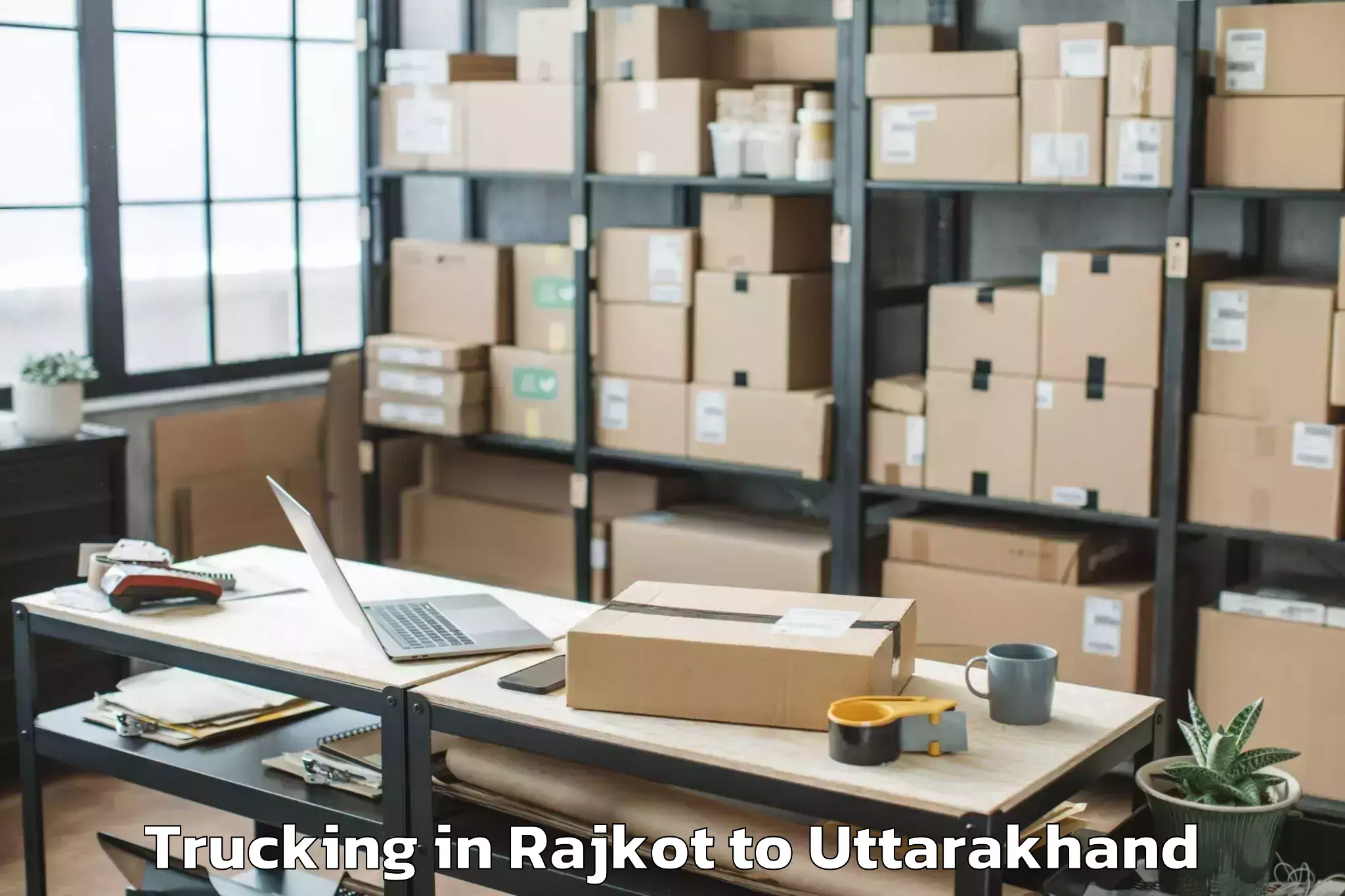 Book Rajkot to Thalisain Trucking Online